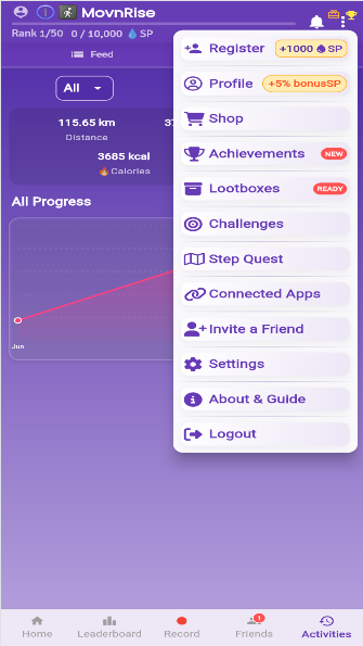 Home screen